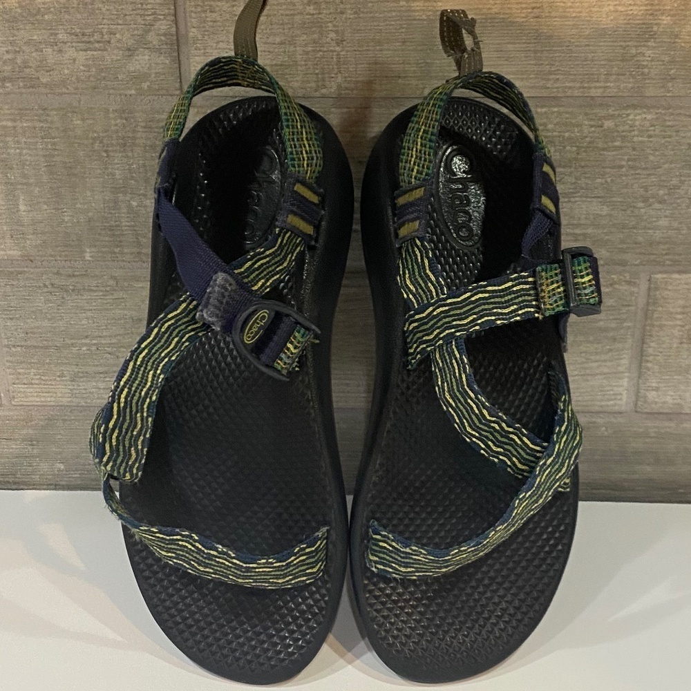 Chaco Z1 Eco Tread Unisex Sandals- Women's 9/Men's 8- Blue/Green/Yellow - Picture 2 of 15